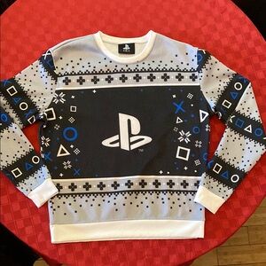 Sony PlayStation Black and Blue Sweater